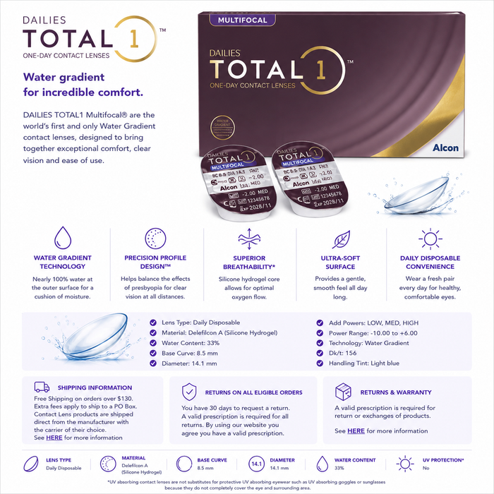 Alcon Dailies Total 1 Multifocal 90 unités