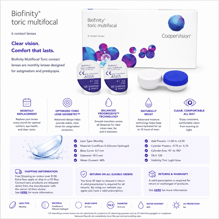 Biofinity Multifocal Toric 6 pièces