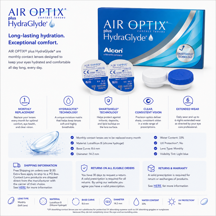 Air Optix Plus Hydraglyde boîte de 6