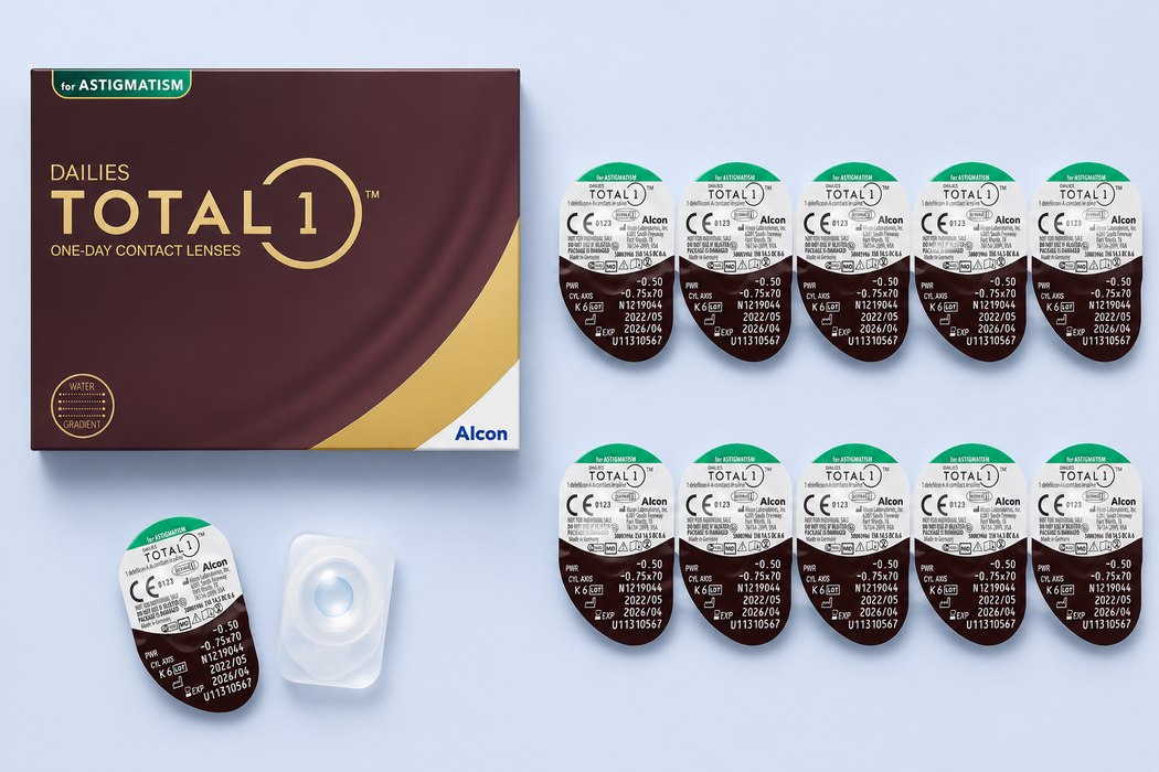 Alcon Dailies Total 1 pour astigmatisme, paquet de 90 (aucuns frais supplémentaires)